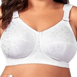 ELILA 38J Jacquard Softcup Bra Style 1305 - SIZE 38J - WHITE
